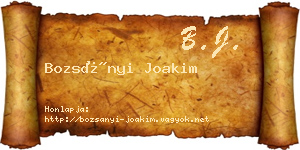 Bozsányi Joakim névjegykártya